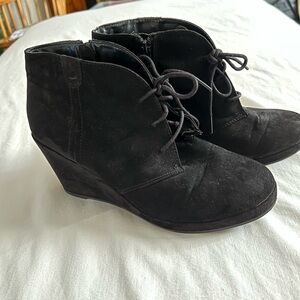 Target 9 Black Lace-Up Wedge Booties